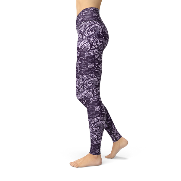 Leslie Purple Lace - Luxy Leggings