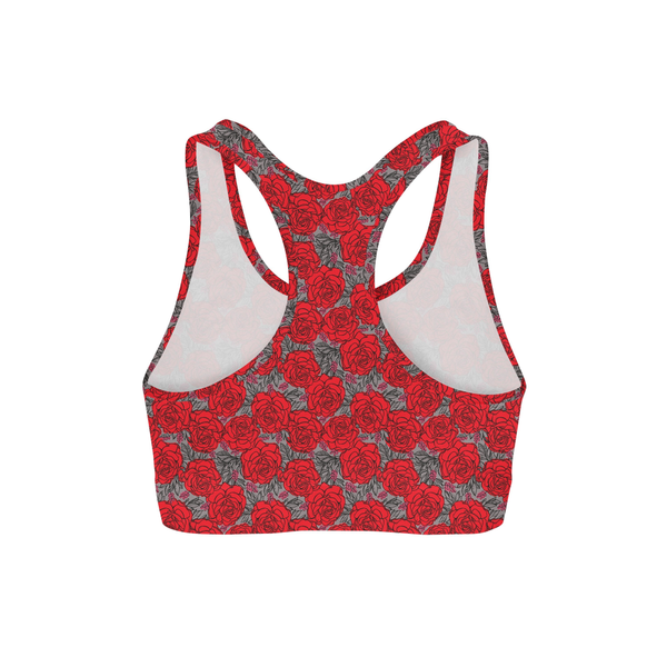 Drawn Roses Sports Bra - Luxy Leggings