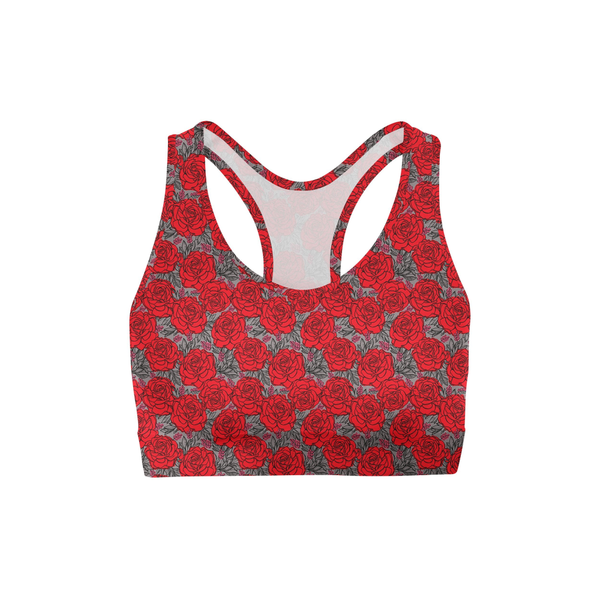 Drawn Roses Sports Bra - Luxy Leggings