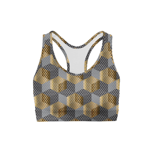 Golden Geometric Sports Bra - Luxy Leggings